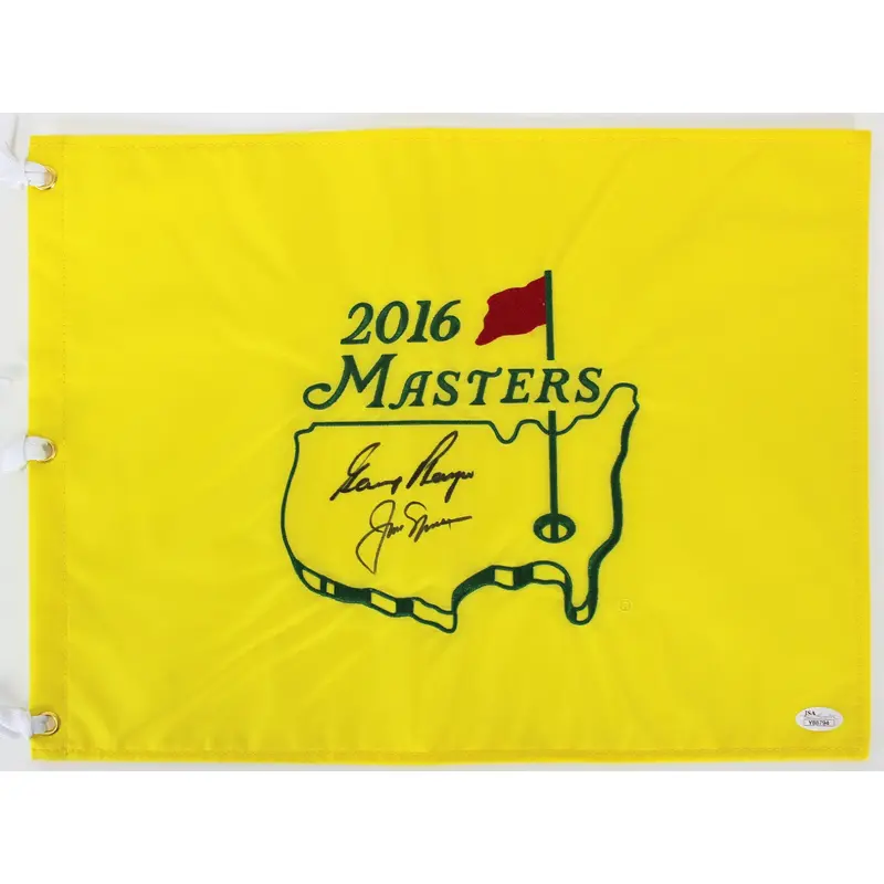 Jack Nicklaus & Gary Player Authentic Signed 2016 Master Pin Flag JSA #Y88794