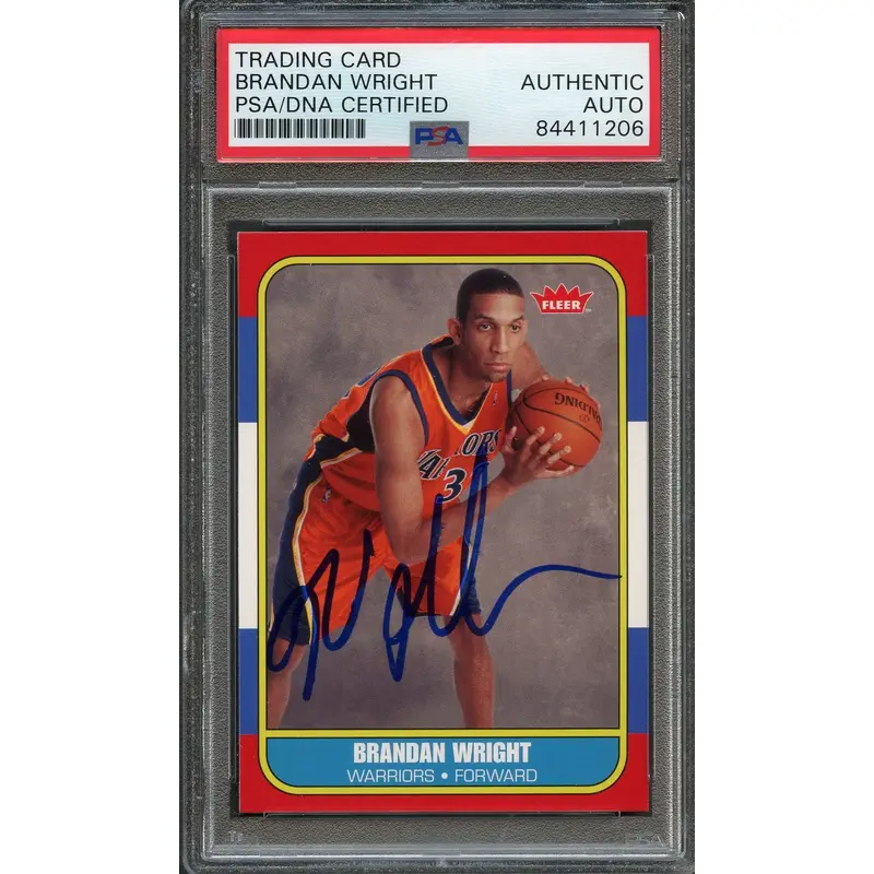 2007-08 Fleer #158 Brandan Wright Signed Card AUTO 10 PSA Slabbed Warriors