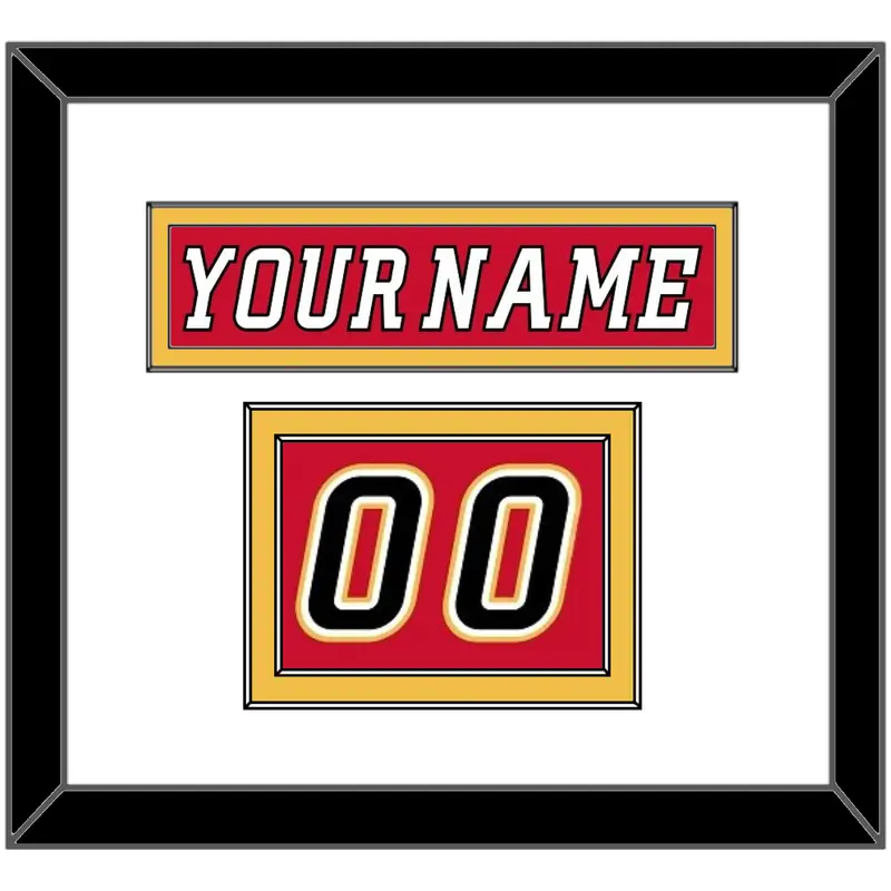 Calgary Nameplate & Number (Shoulder) - Home Red (2007-2017) - Double Mat 1