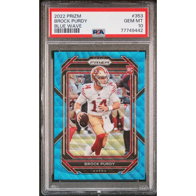 Brock Purdy 2022 Panini Prizm #353 Blue Wave #7/199 PSA 10 Gem Mint