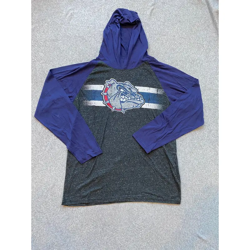 Gray and Navy Men's Gonzaga Long Sleeve With Hood