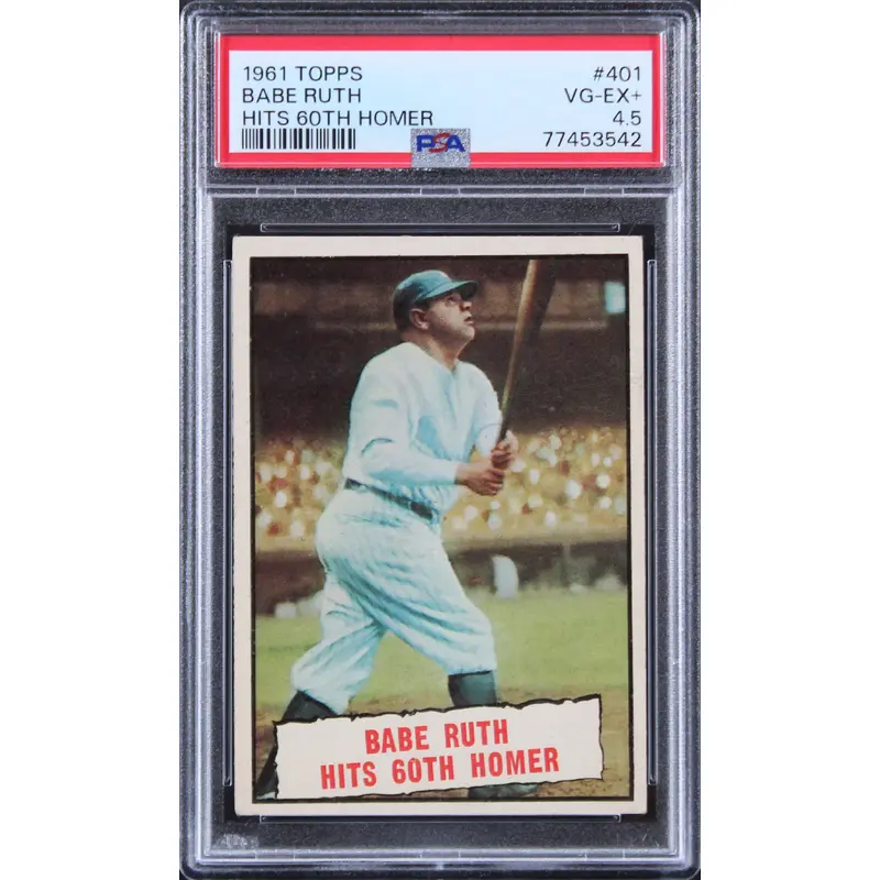 Yankees Babe Ruth 1961 Topps #401 Card Graded VG-EX+ 4.5 PSA Slabbed