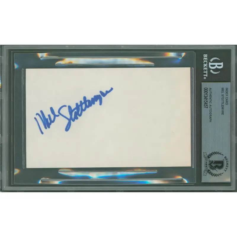 Yankees Mel Stottlemyre Authentic Signed 3x5 Index Card Autographed BAS Slabbed