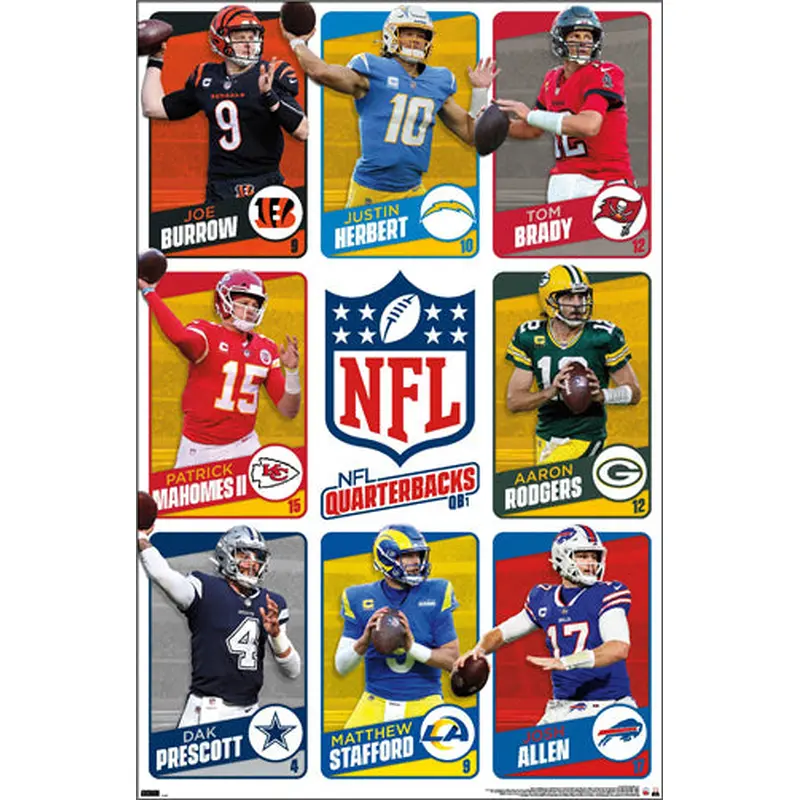 NFL Quarterbacks Superstars Poster (Brady, Burrow, Allen, Prescott, Mahomes,++) - Costacos 2022