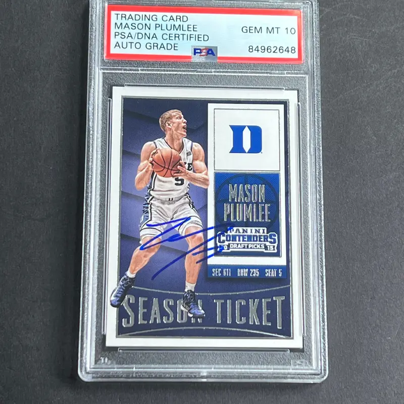 2015-16 Panini Contenders #68 Mason Plumlee Signed Card AUTO 10 PSA Slabbed Duke