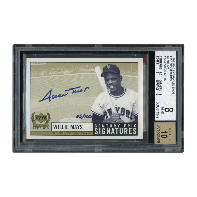 1999 Upper Deck Century Legends Willie Mays Auto 25/100 BGS 8 Auto 10