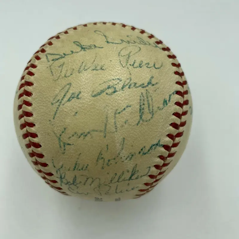 Beautiful Jackie Robinson 1953 Brooklyn Dodgers Team Signed Baseball JSA COA