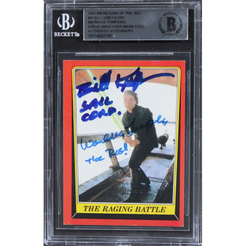 Bill Kreysler Alan Tompkins Signed 1983 SW Return Of The Jedi #51 Card BAS Slab