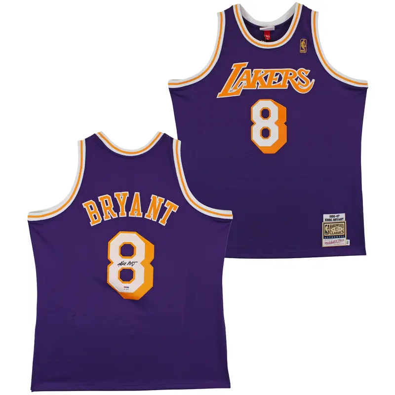 Lakers Kobe Bryant Signed Purple M&N 1996-97 HWC Authentic Jersey PSA #B11455