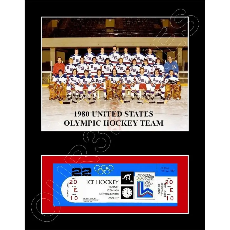1980 USA Olympic Hockey Team Ticket Matted Photo Display 11X14 - 3077