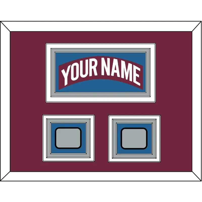 Colorado Nameplate & 2 Stanley Cup Finals Patches - Road Burgundy (1999-2001) - Triple Mat 2