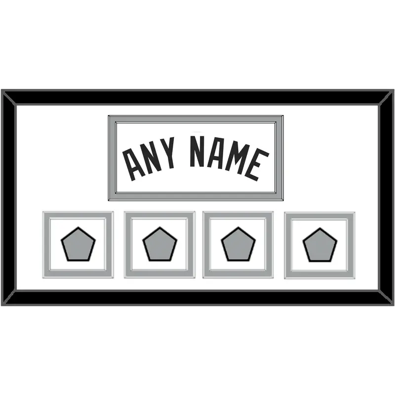 San Antonio Name With 4 Champions Banner Patches - Home White (1989-2002) - Double Mat 1