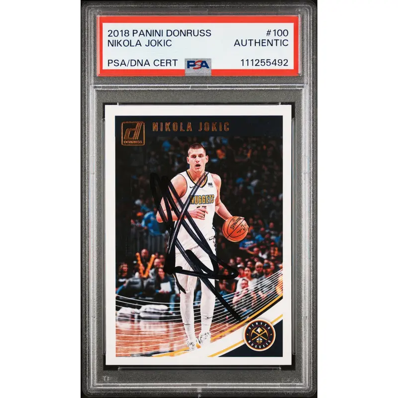 Nuggets Nikola Jokic Authentic Signed 2018 Panini Donruss #100 Card PSA Slabbed