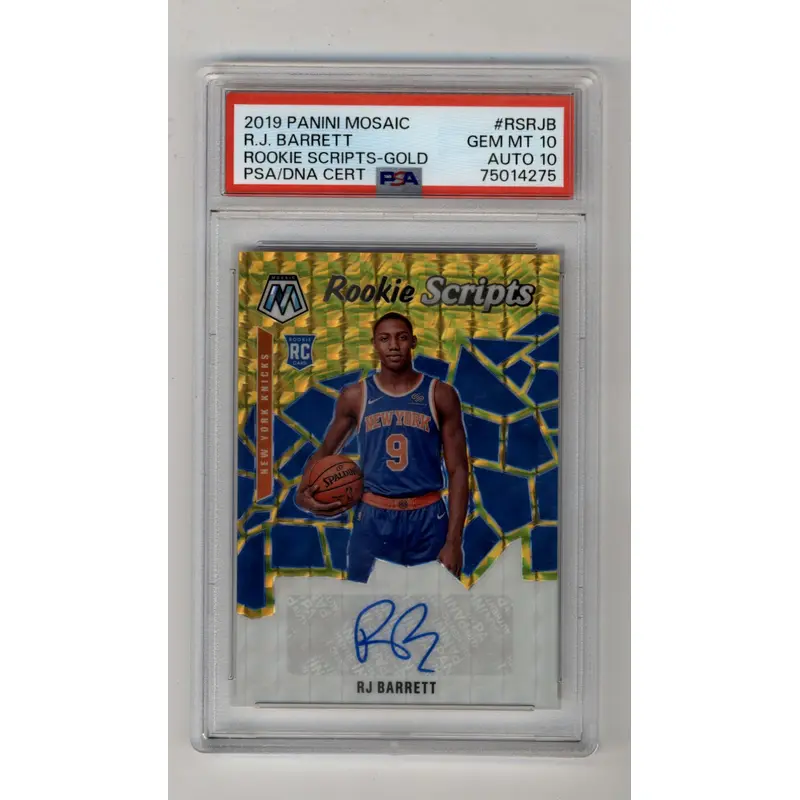R.J. Barrett 2019-20 Mosaic Rookie Scripts Gold 18/25 PSA 10 Gem Mint Auto 10