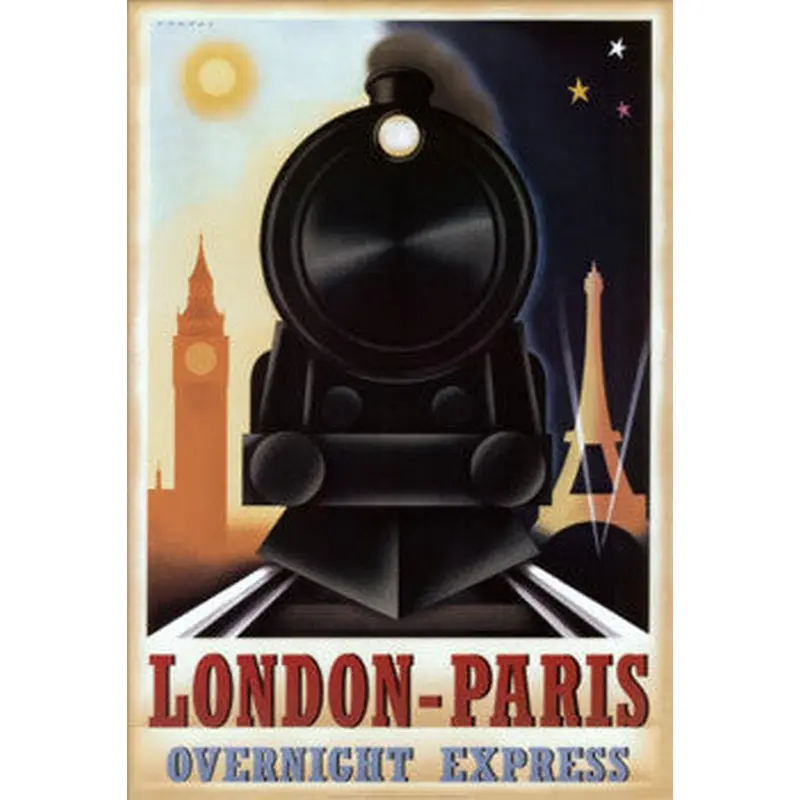 "London-Paris Overnight Express" Vintage-Style Train Poster by Steve Forney