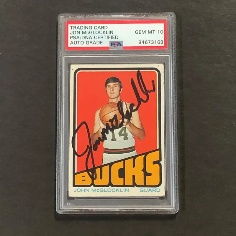 1972-73 Topps Basketball #54 Jon McGlocklin Signed Card PSA Slabbed Auto 10 Bucks