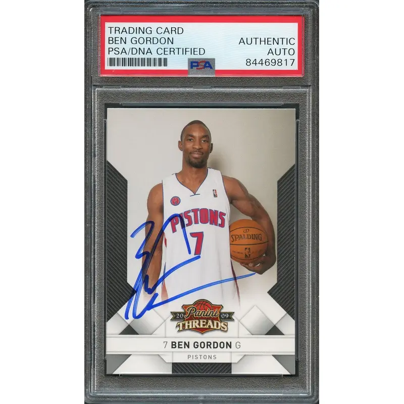 2009-10 Panini Threads #36 Ben Gordon Signed Card AUTO PSA Slabbed Pistons