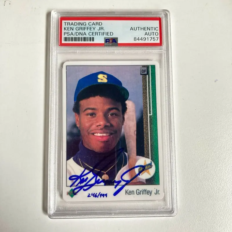 1989 Upper Deck Ken Griffey Jr. RC Signed Porcelain Baseball Card UDA & PSA DNA